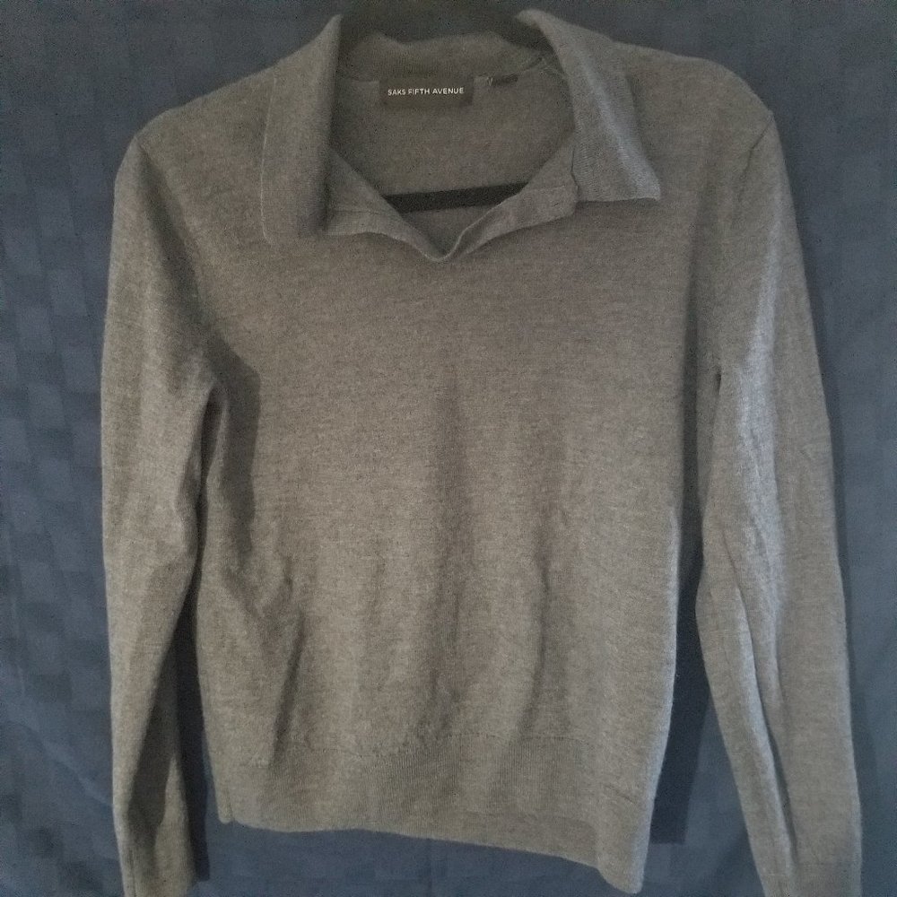 Saks Fifth Ave Dark Grey women's sweater Sz L